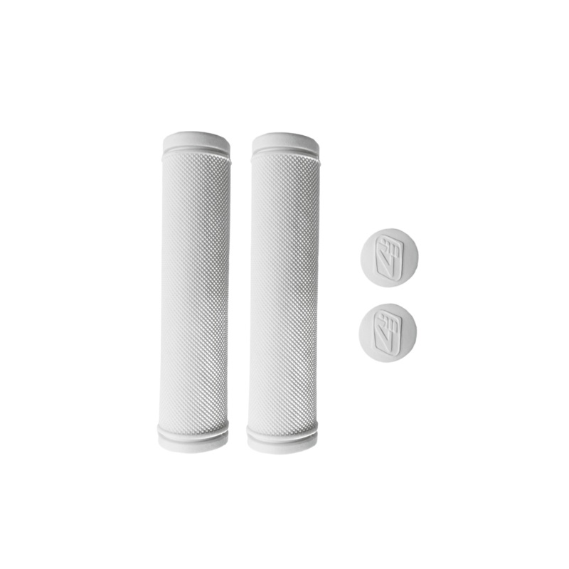 4ZA FORZA STRATOS 130MM WHITE MTB BICYCLE HANDLEBAR GRIPS WITH END CAPS