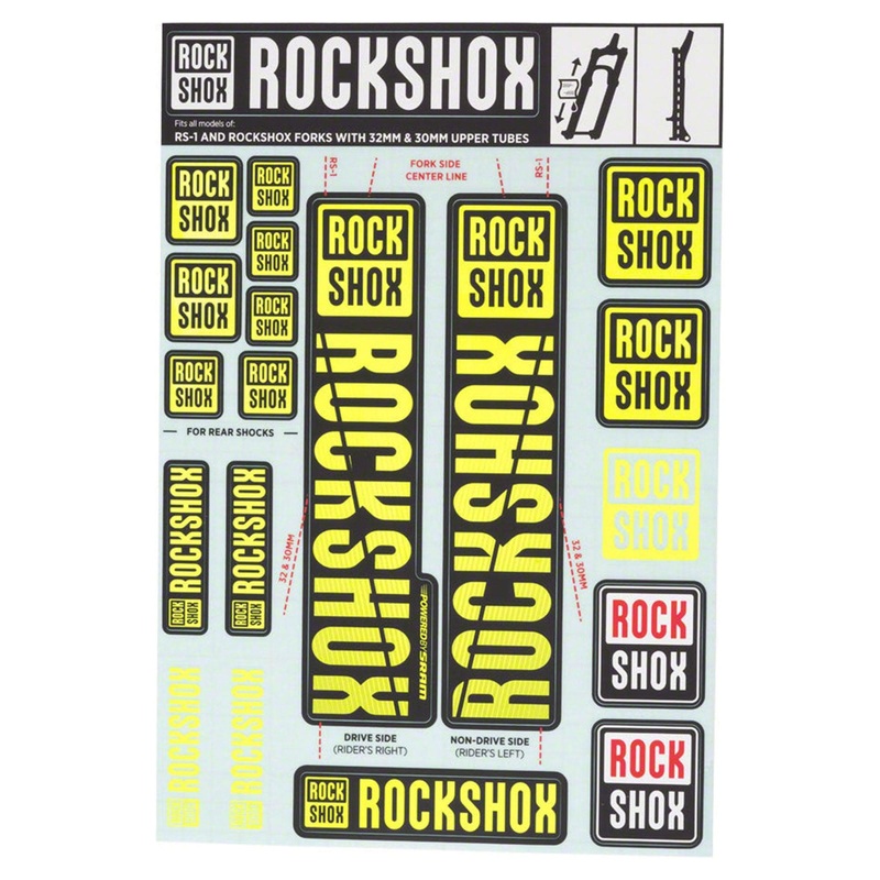 Rockshox Spare - Front Suspension Decal Kit 30/32Mm Ne01 Yellow My18 - Sid/Reba/Revelation(Pre 2018)/Sektor/Recon/Xc32/30G/30S/Xc30: Black 30/32Mm