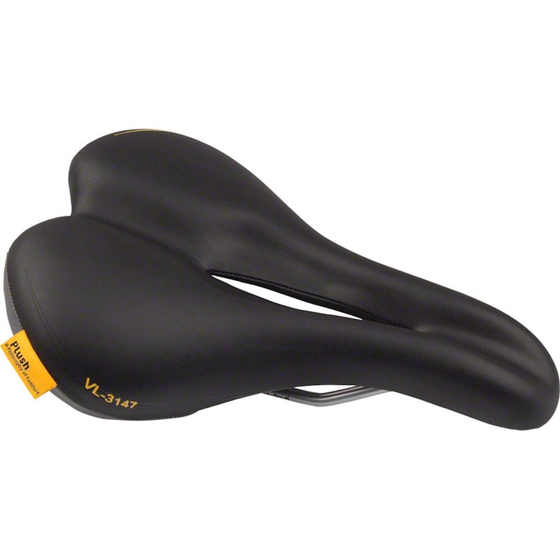 Velo Plush Pump Men's Saddle (Black) (Steel Rails) (179mm) 