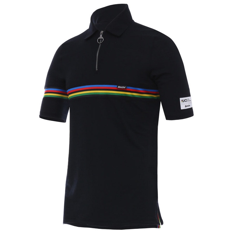 Polo in lana Santini UCI|S|M|L|XL|XXL|Nero