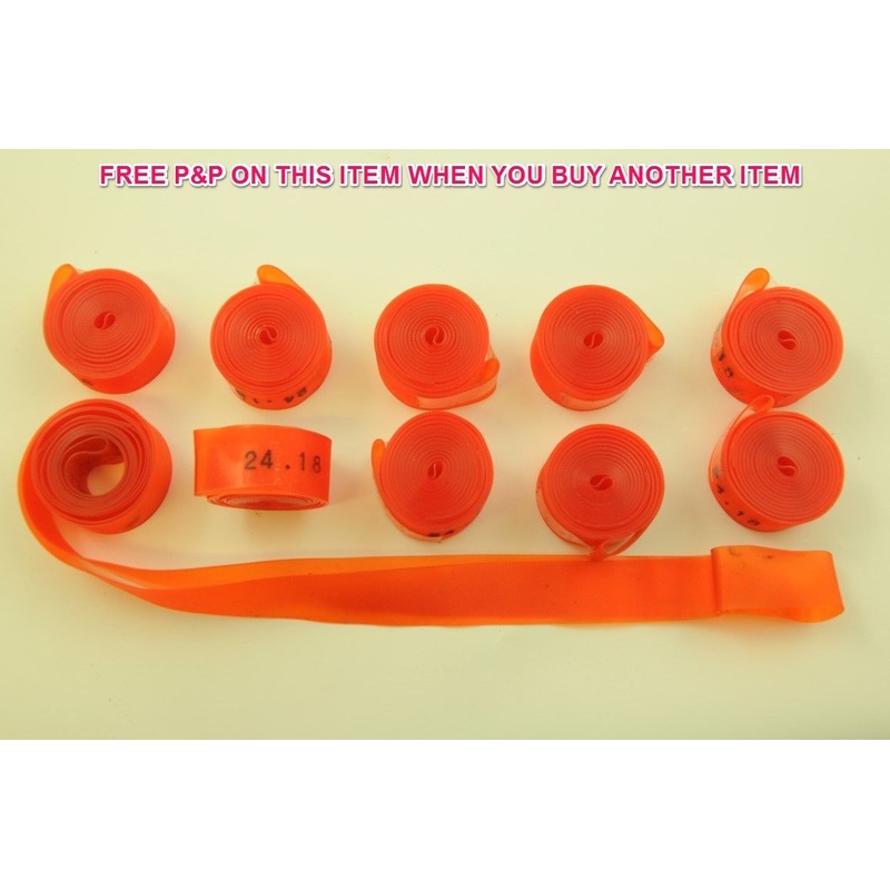 5 PAIRS (10) 24 BIKE WHEEL 18mm WIDE RIM TAPES VERY HEAVY DUTY 1mm THICK ORANGE