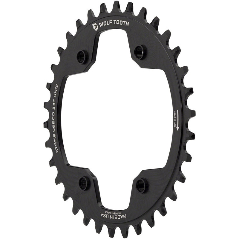 Wolf Tooth 96 BCD Chainring - 32t 96 Asymmetric BCD 4-Bolt For Shimano Cranks Use 12-Speed Hyperglide+ Chain BLK
