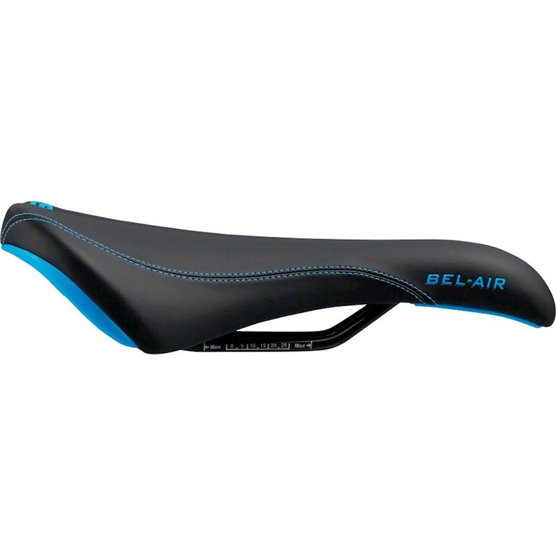 SDG Bel-Air RL Saddle (Black/Cyan) (Steel Rails) (140mm) 