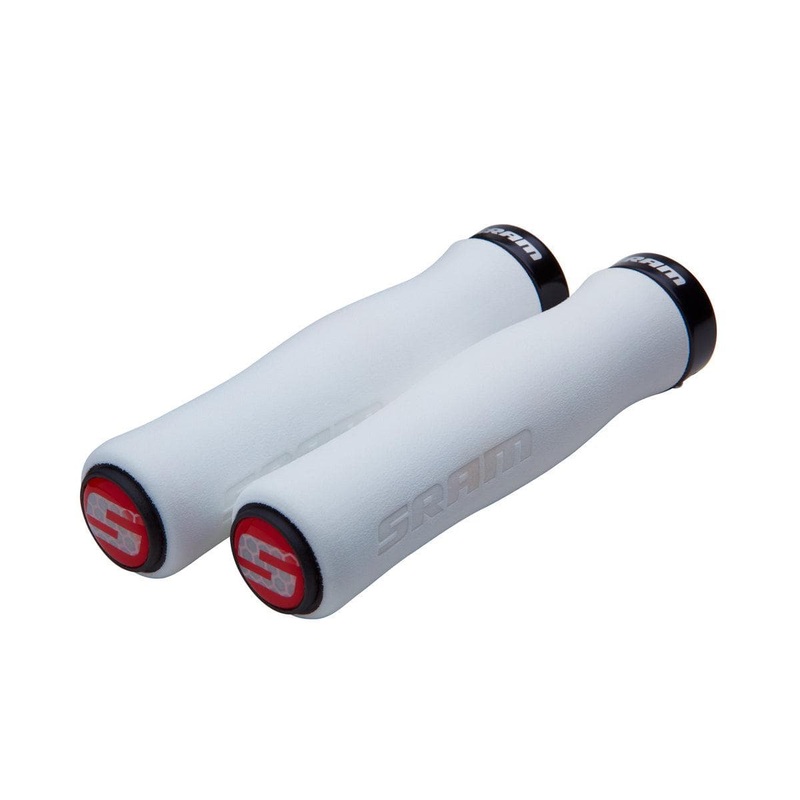 Sram Locking Grips Contour Foam 129Mm White With Single Black Clamp And End Plugs: