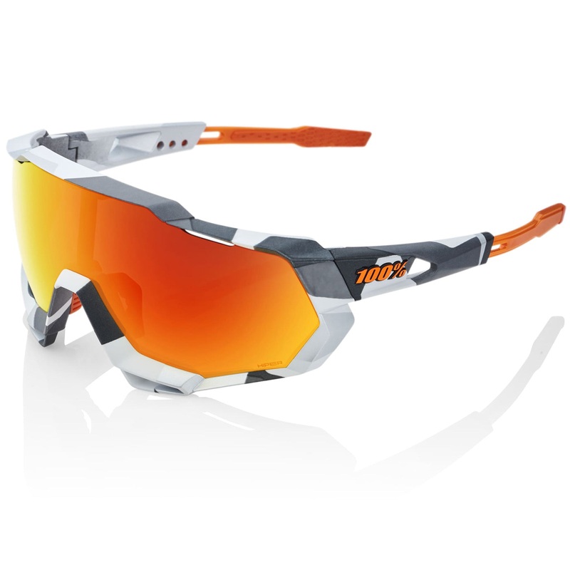 Occhiali 100% Speedtrap - Soft Tact Grey Camo HiPER Red Mirror