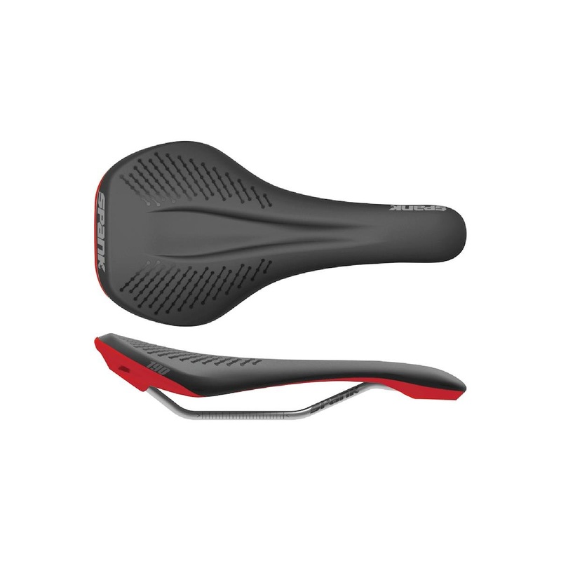 Spank Oozy 220 Saddle (Black/Red) (Chromoly Rails) (144mm) 