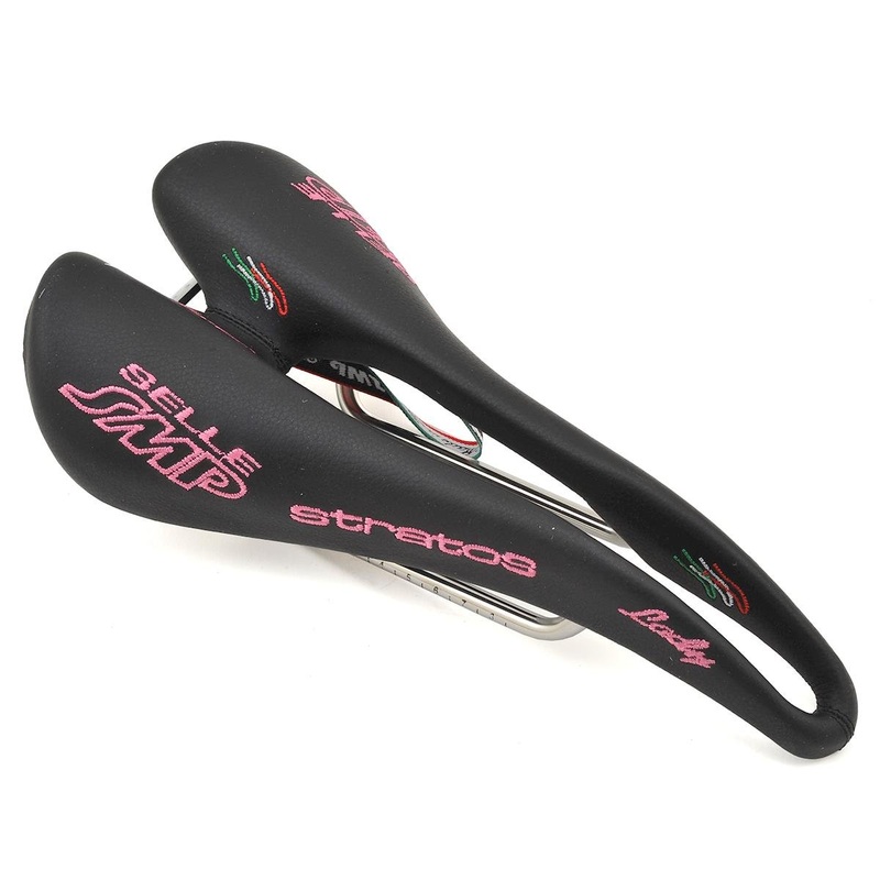Selle SMP Stratos Lady's Saddle (Black/Pink) (AISI 304 Rails) (131mm) 