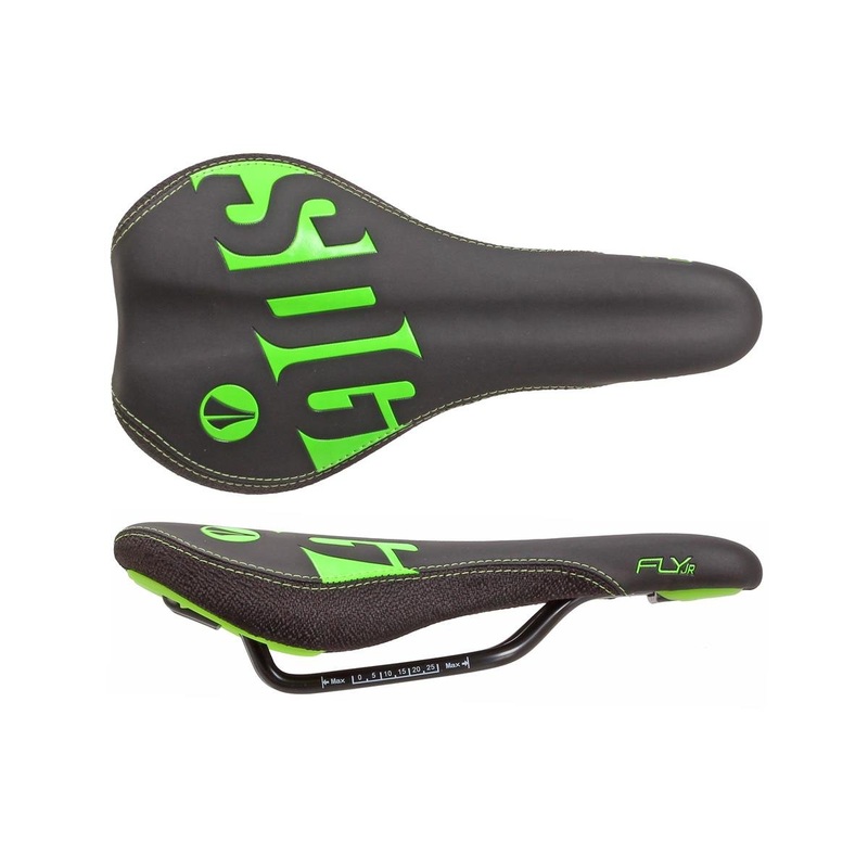 SDG Fly Jr Kid's Saddle (Black/Green) (Steel Rails) (122mm) 