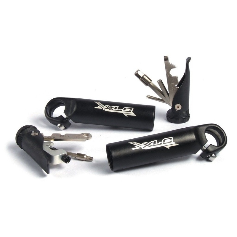 XLC COMP ALLOY BIKE BAR ENDS WITH COMPACT INTERNAL MULTI TOOL SETS INSIDE EACH ONE, MUST HAVE MTB ACCESSORY