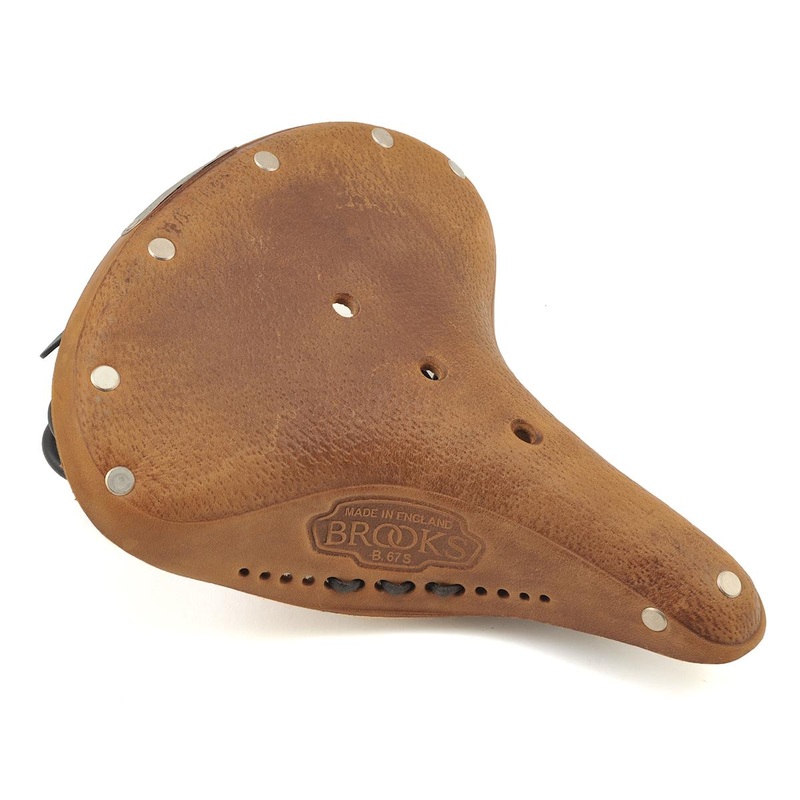 Brooks B67 S Pre-Aged Women's Saddle (Dark Tan) (Black Steel Rails) (210mm) 