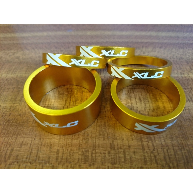 XLC AHEAD 5 PIECE HEADSET SPACER SET, 3x 5mm,1x10mm,1x 15mm ALLOY GOLD