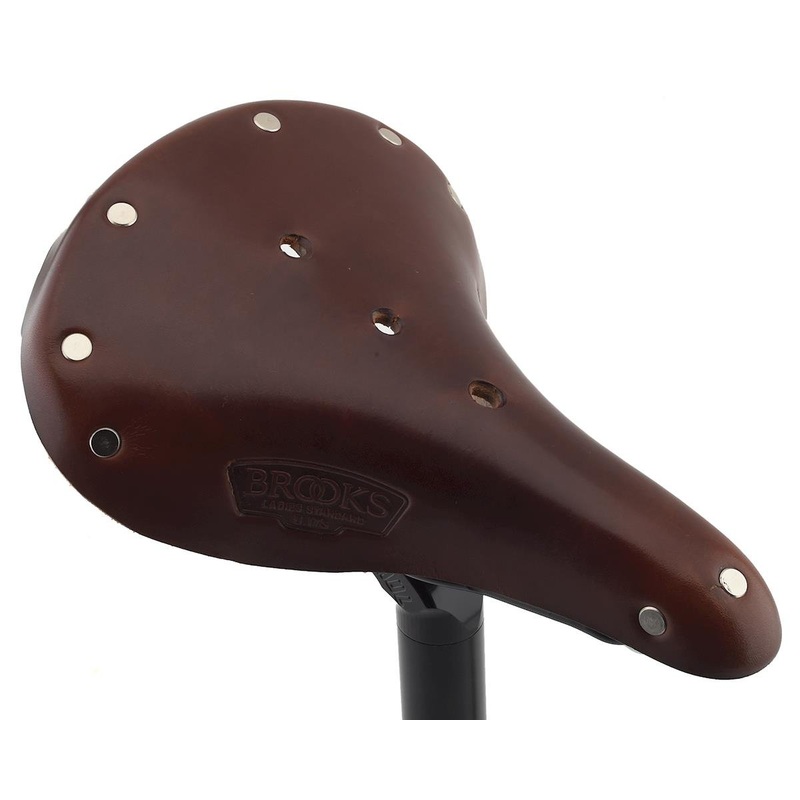 Brooks B17 Women's Saddle (Antique Brown) (Black Steel Rails) (177mm) 